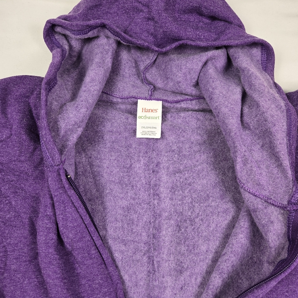 Purple Hanes Zip-Up Hoodie Size 2XL - Picture 3 of 6
